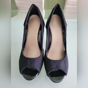 Rampage Gilded Open Toe Black High Heel Dress Shoes